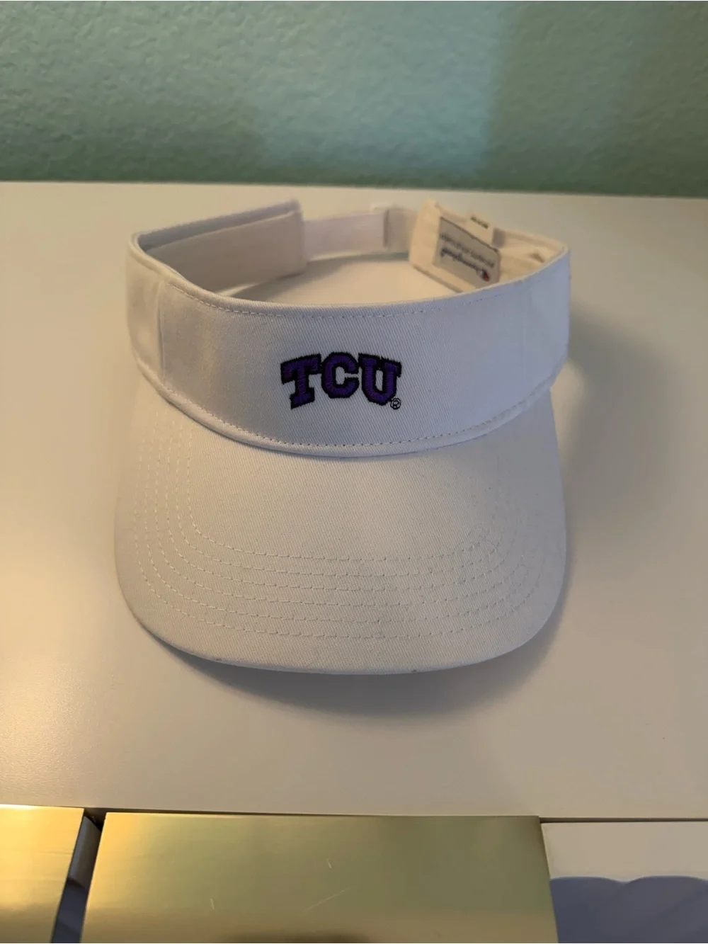 TCU Champion White Athletic Visor with Logo Patch